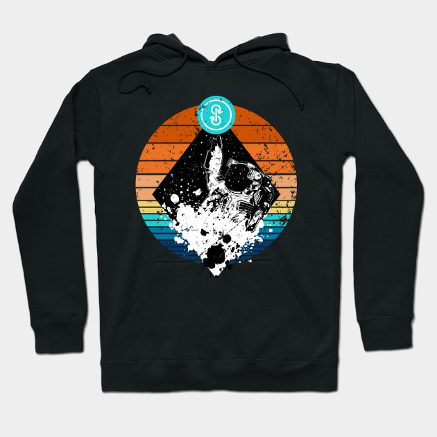 YFI DeFi Crypto Yearn Finance Astronaut Distressed Vintage Sunset Hoodie by BitcoinSweatshirts